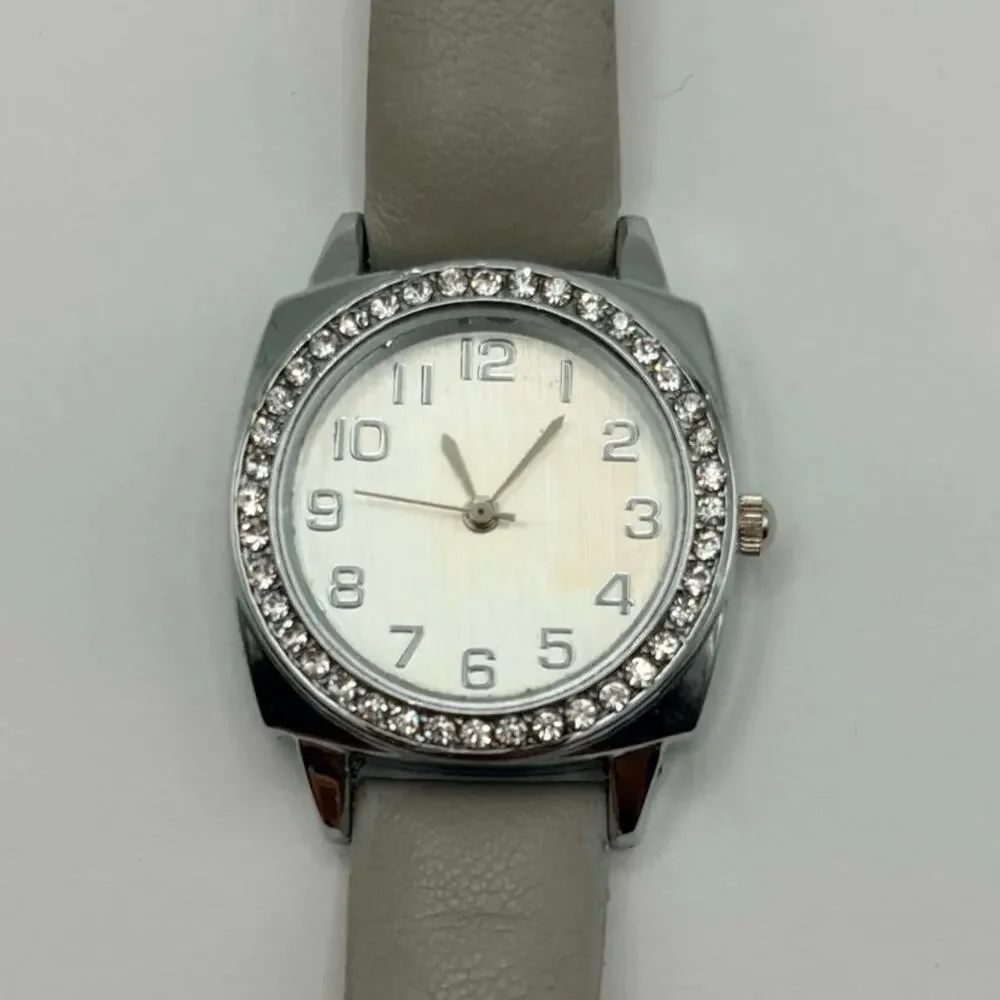 Silver & Gray Crystal Watch